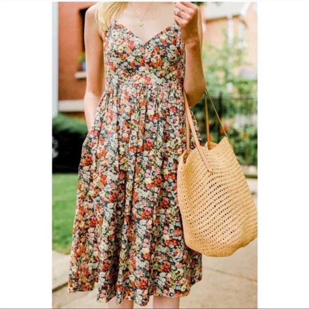 J. Crew Liberty Fabric Floral Print Sleeveless Thorpe Criss-Cross Dress Size 2
